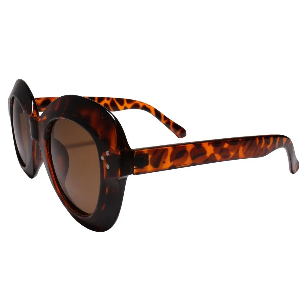 Classy Exotic Silver Studded Thick Frame 80s Hip Hop Swagger Tortoise Sunglasses